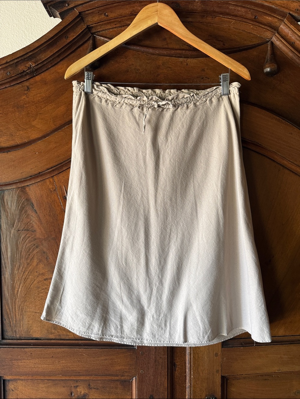 H&M Light Tan Linen Blend A-Line Skirt